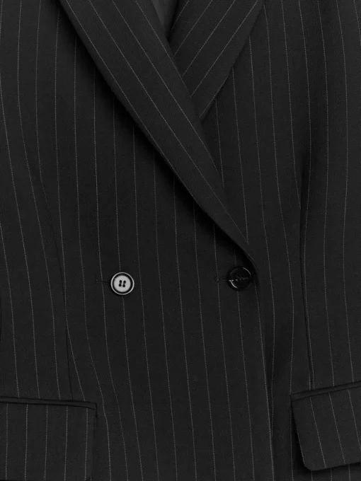 Double-Breasted Pinstripe Blazer