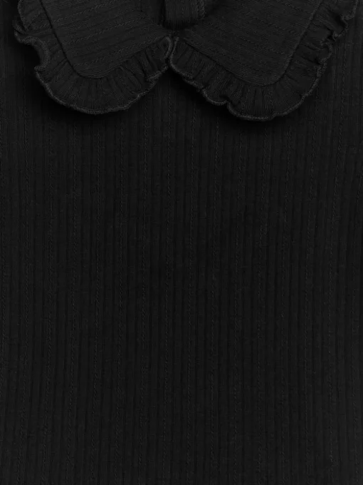 Frill Collar Pointelle Top