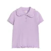 Frill-Collar Ribbed Jersey Top