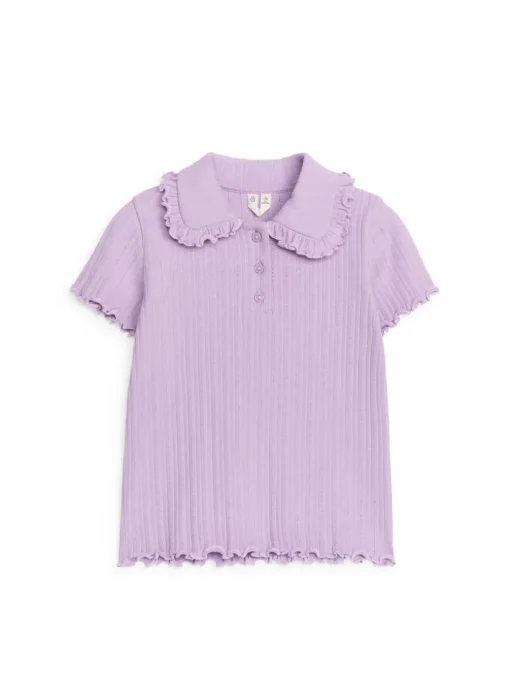 Frill-Collar Ribbed Jersey Top