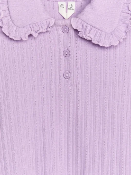 Frill-Collar Ribbed Jersey Top
