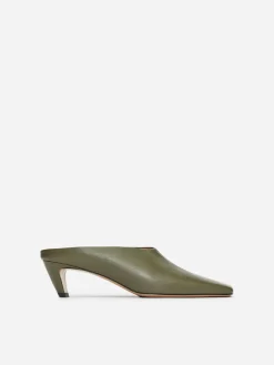 Heeled Leather Mules