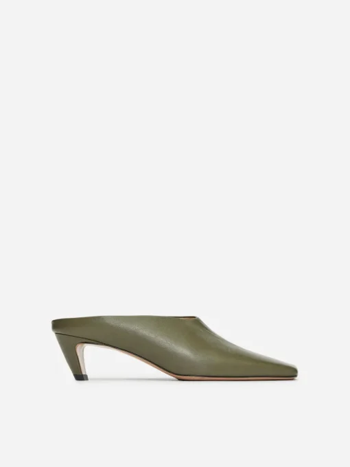 Heeled Leather Mules