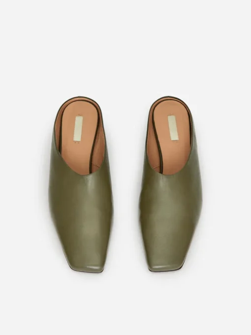 Heeled Leather Mules
