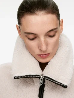 Leather Detailed Pile Jacket