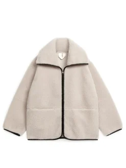 Leather Detailed Pile Jacket