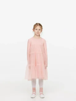Long-Sleeve Tulle Dress