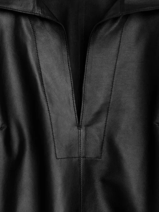 Open-Collar Leather Dress