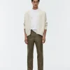Regular Cropped Cotton-Linen Trousers