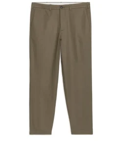 Regular Cropped Cotton-Linen Trousers
