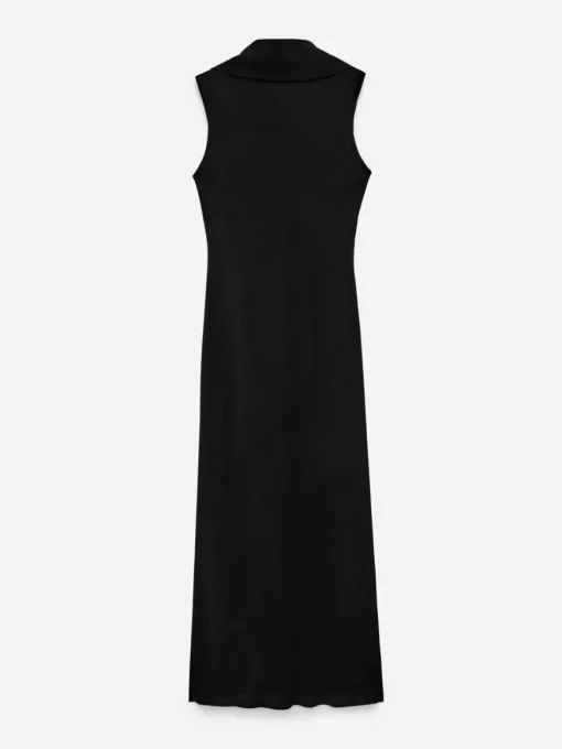 Shawl-Collar Drape Dress