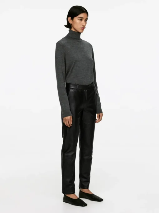 Straight Leather Trousers