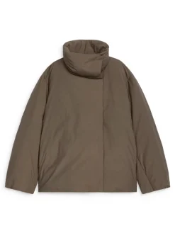 Upcycled Down High-Collar Jacket