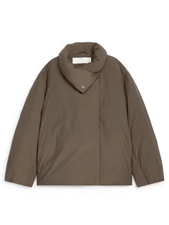Upcycled Down High-Collar Jacket