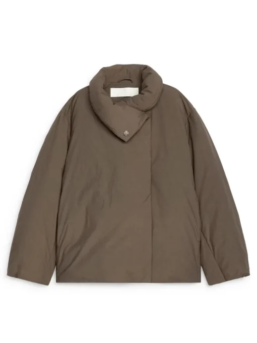 Upcycled Down High-Collar Jacket