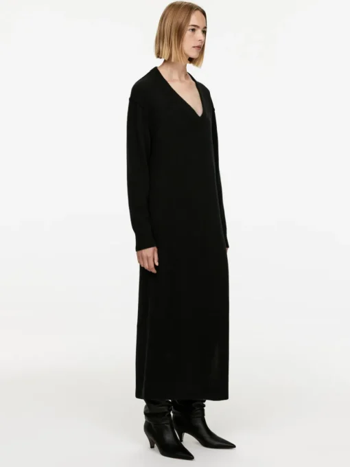 V-Neck Wool Dress